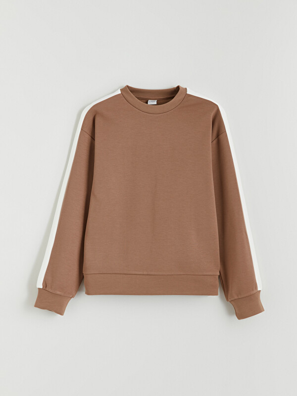 LCW Kids Şeritli Kız Çocuk Soft Touch Sweatshirt