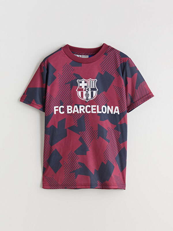 LCW Kids Bisiklet Yaka Barcelona Baskılı Erkek Çocuk Tişört