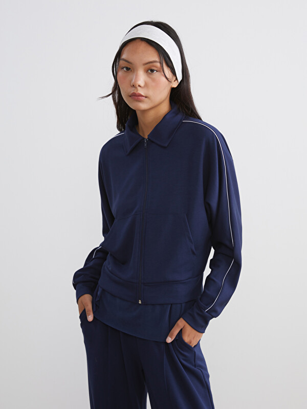 KOOR SPORT Polo Yaka Kadın Fermuarlı Sweatshirt