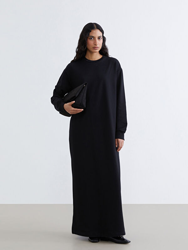 LCW Modest Bisiklet Yaka Sweat Elbise