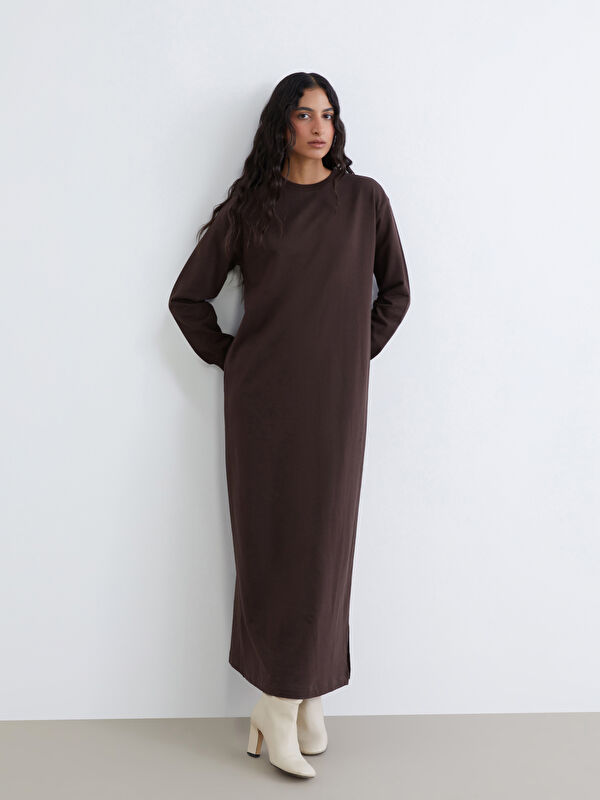 LCW Modest Bisiklet Yaka Sweat Elbise