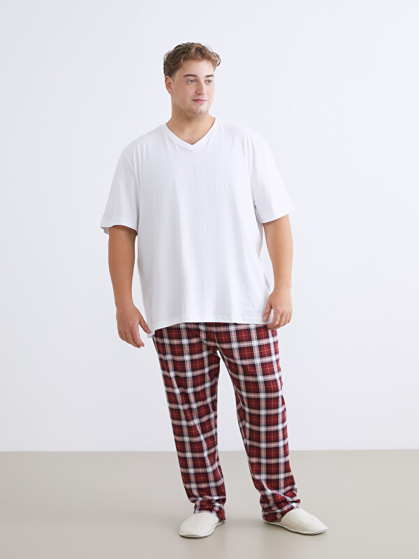 LC WAIKIKI Büyük Beden Standart Kalıp Ekose Erkek Pijama Alt
