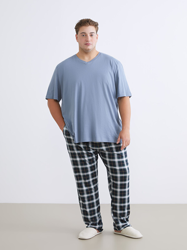 LC WAIKIKI Büyük Beden Standart Kalıp Ekose Erkek Pijama Alt