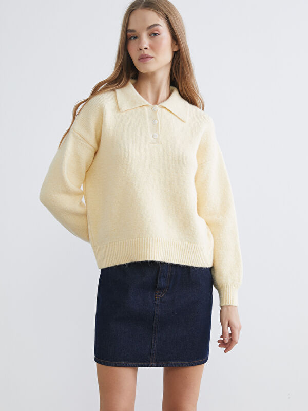 XSIDE Polo Yaka Oversize Kadın Triko Kazak