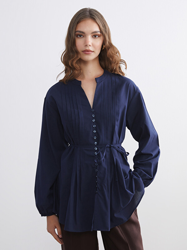 LCW Modest Kaçık Yaka Kuşaklı Kadın Gömlek Tunik