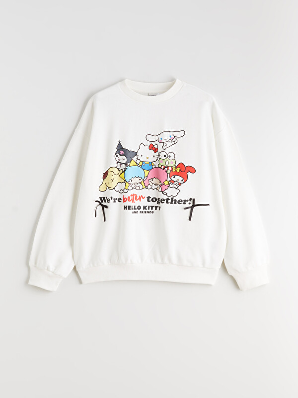 LCW Kids Bisiklet Yaka Hello Kitty Baskılı Kız Çocuk Sweatshirt