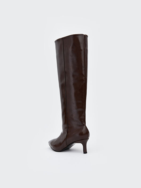 Deri Görünümlü Topuklu Kadın Bot - Görsel 6