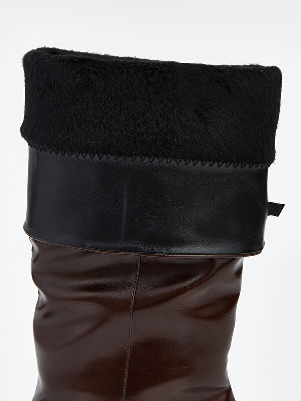 Deri Görünümlü Topuklu Kadın Bot - Görsel 7