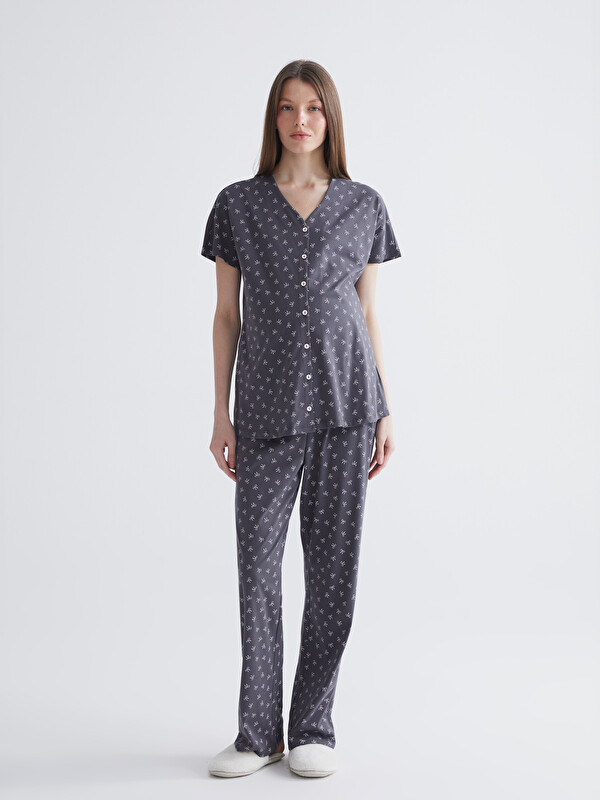 LCW DREAM V Yaka Desenli Hamile Pijama Takımı