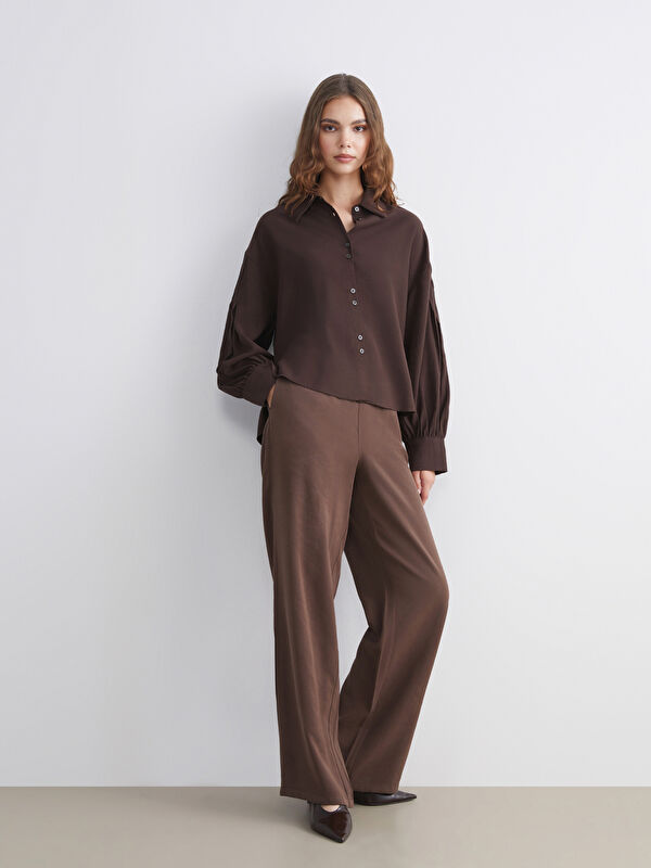 LCW Modest Beli Lastikli Geniş Paça Kadın Pantolon