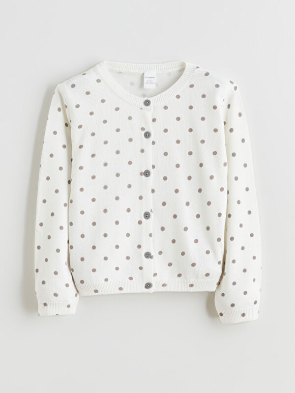 LCW Kids Cardigan en Tricot à Pois pour Filles à Col Rond