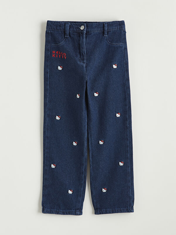 LCW Kids Hello Kitty Nakışlı Kız Çocuk Jean Pantolon