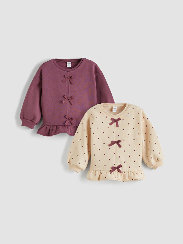 LCW Kids Fiyonk Fİgürlü Kız Çocuk Sweatshirt 2'li