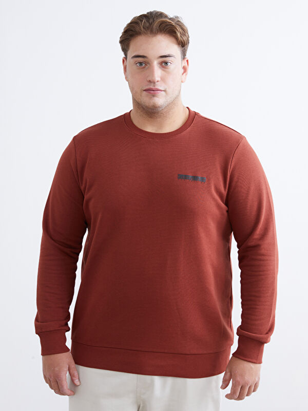 LCWAIKIKI Classic Bisiklet Yaka Baskılı Erkek Sweatshirt