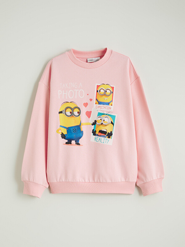 LCW Kids Minions Baskılı Kız Çocuk Kalın Sweatshirt