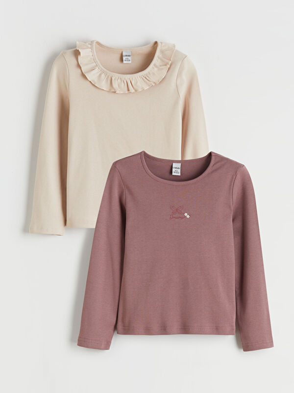 LCW Kids Blouse pour Filles à Col Rond Lot de 2