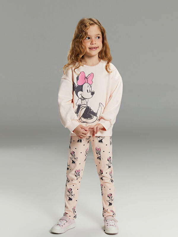 LCW Kids Crew Neck Minnie Mouse Printed Girls' Sweatshirt