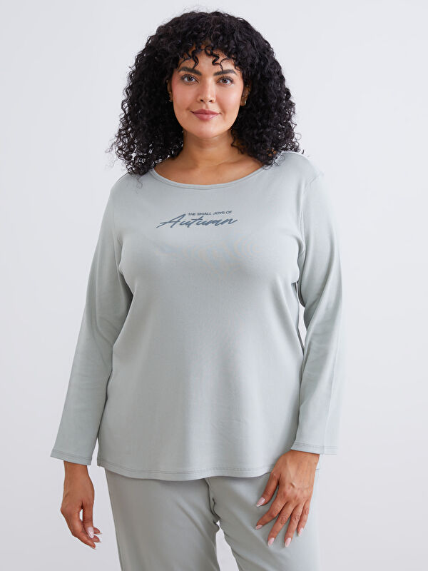 LCW DREAM Bisiklet Yaka Baskılı Kadın Pijama Takımı