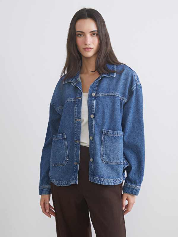 LCW Vision Oversize Kadın Jean Gömlek