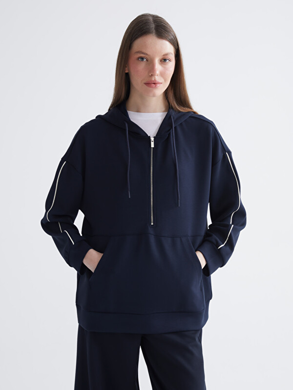 LCW Comfort Fermuarlı Yaka Kadın Hoodie