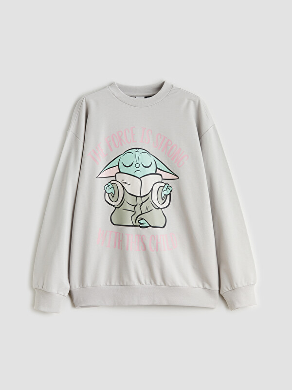 LCW Kids Bisiklet Yaka Star Wars Baskılı Kız Çocuk Sweatshirt