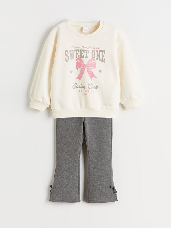 LCW Kids Bisiklet Yaka Kız Çocuk Sweatshirt ve Tayt