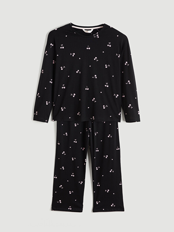 LCW DREAM Bisiklet Yaka Kiraz Baskılı Kadın Pijama Takımı