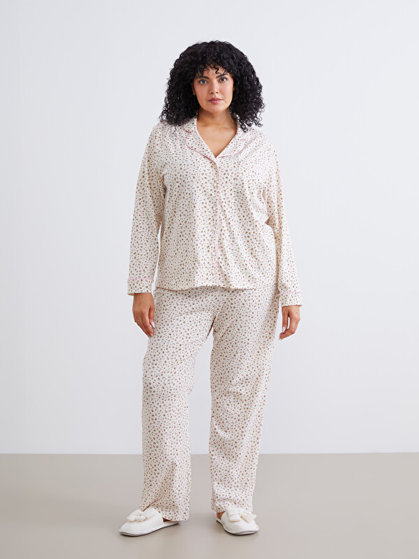 LCW DREAM Plus Size Floral Women's Pyjama Set