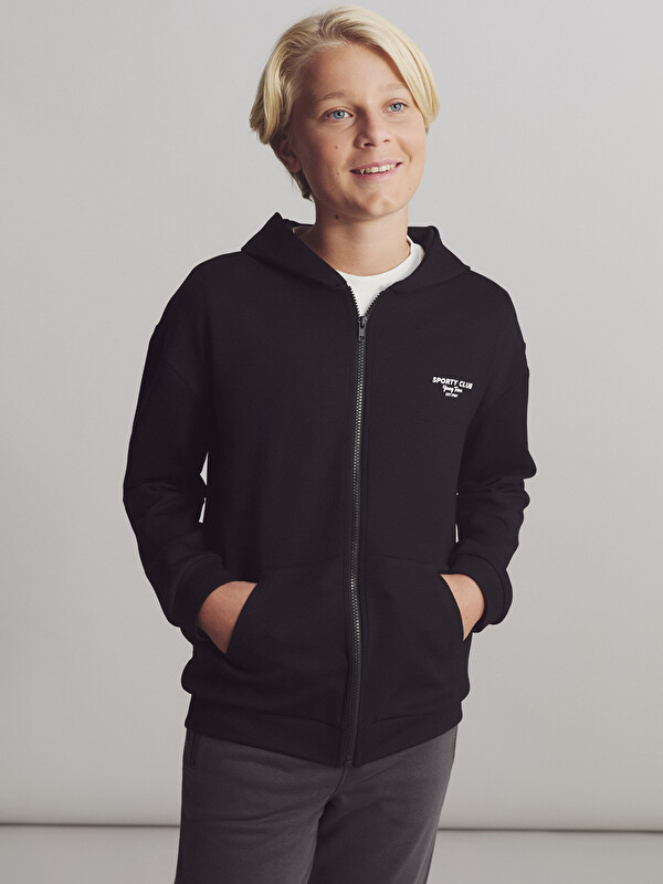 LCW Kids Kapüşonlu Erkek Çocuk Fermuarlı Sweatshirt