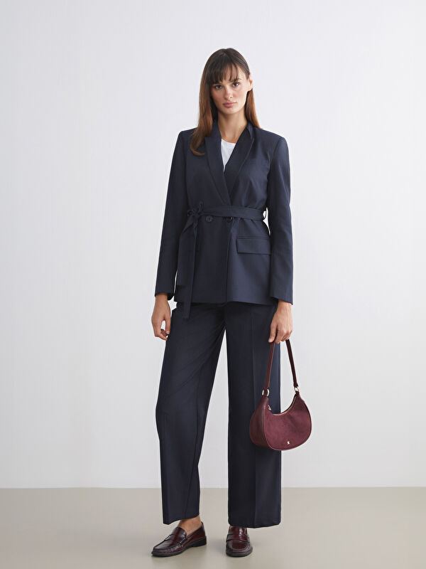 LCW Vision Loose Fit Çizgili Kadın Pileli Pantolon