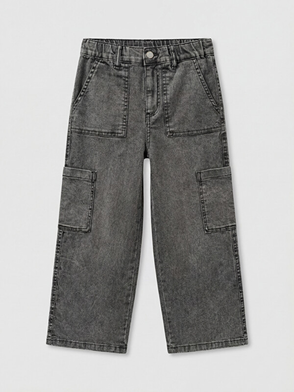 LCW Kids Loose Fit Cargo Pocketed Girls' Jeans