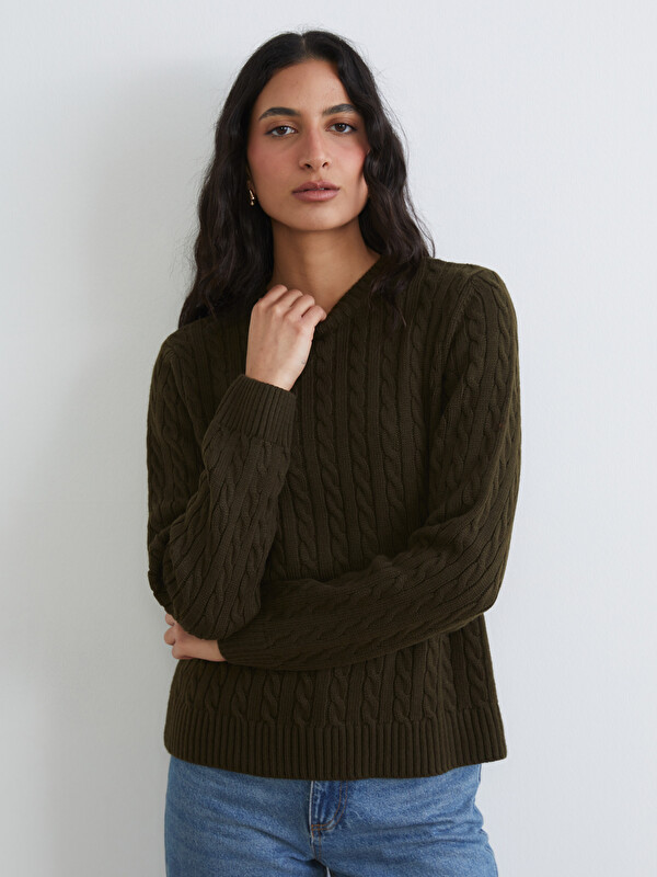 LCW Modest Crew Neck Self-Patterned Women's Knitwear Sweater