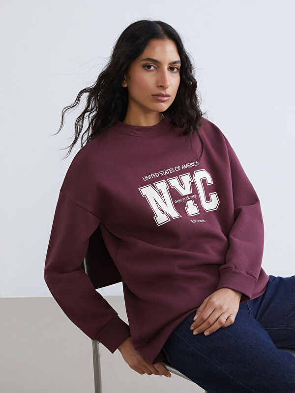 LCW Modest New York City Printed Women's Thick Sweatshirt Tunic