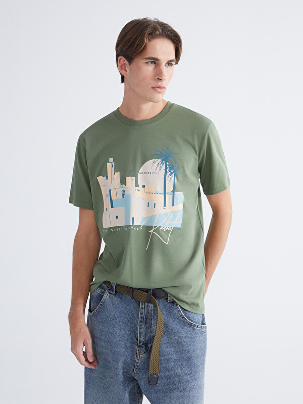 XSIDE T-shirt en Jersey Imprimé à Col Rond pour Hommes