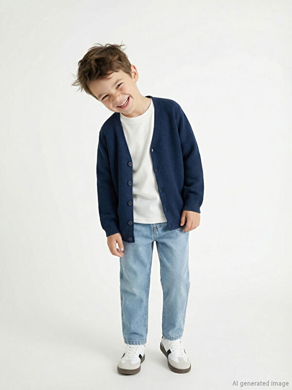 LCW Kids V Yaka Erkek Çocuk Triko Hırka