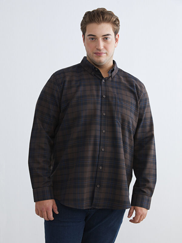 LCWAIKIKI Classic Regular Fit Uzun Kollu Ekose Gabardin Erkek Gömlek