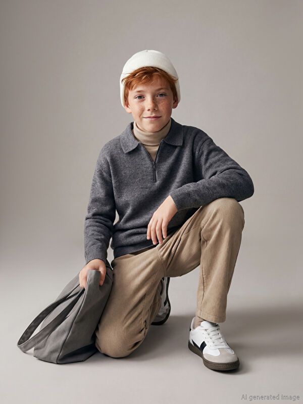 LCW Kids Polo Yaka Erkek Çocuk Triko Kazak