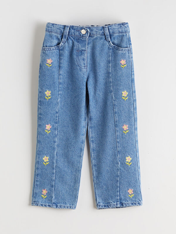 LCW Kids Çiçekli Kız Çocuk Jean Pantolon