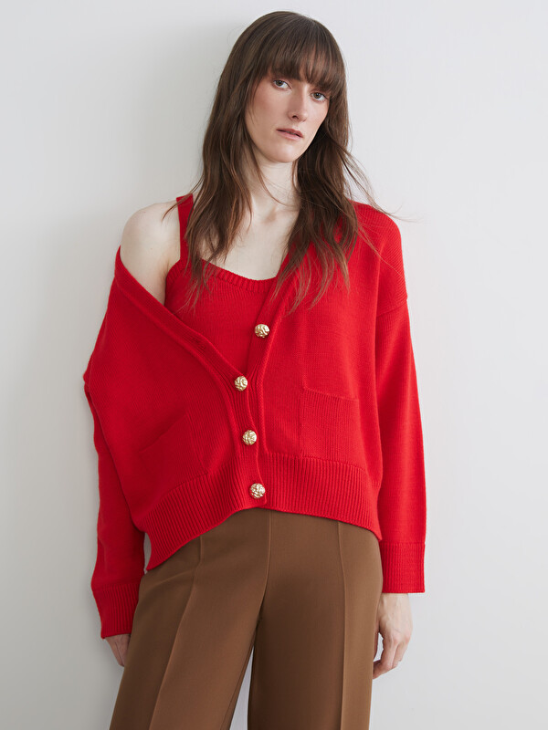 LCW Vision V Yaka Oversize Kadın Triko Hırka