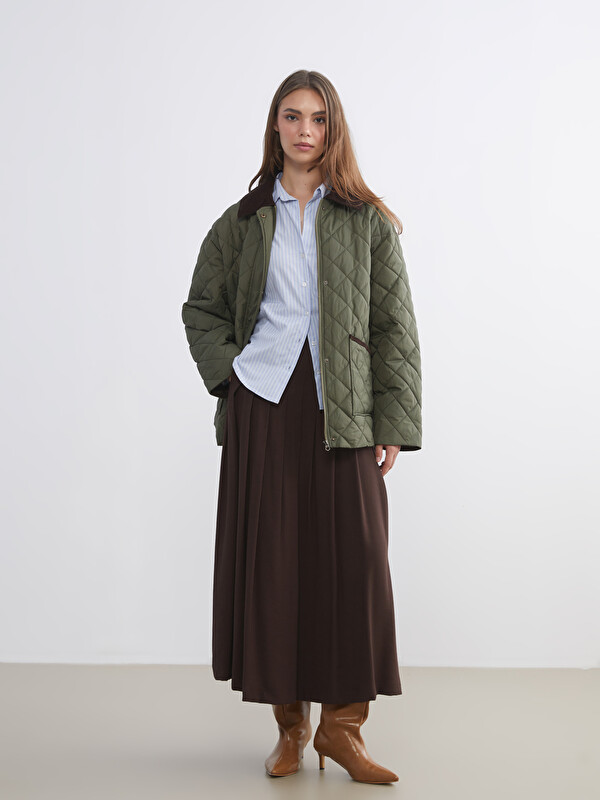 LCW Modest Beli Lastikli Pileli Etek