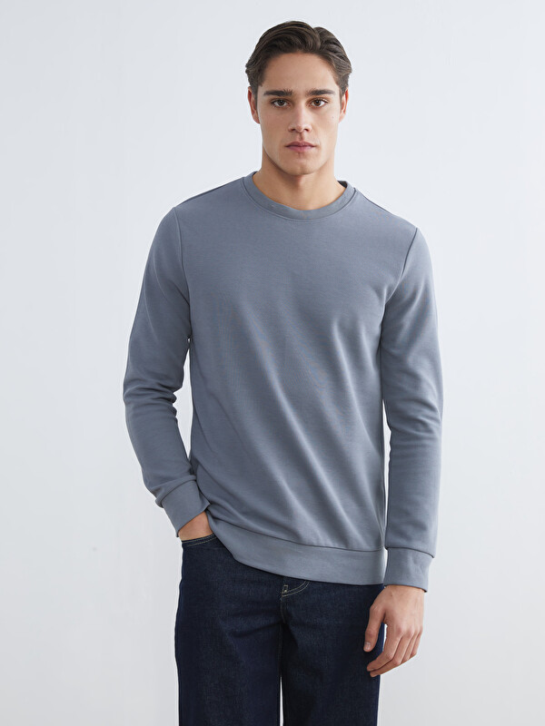 LCWAIKIKI Classic Bisiklet Yaka Erkek Sweatshirt