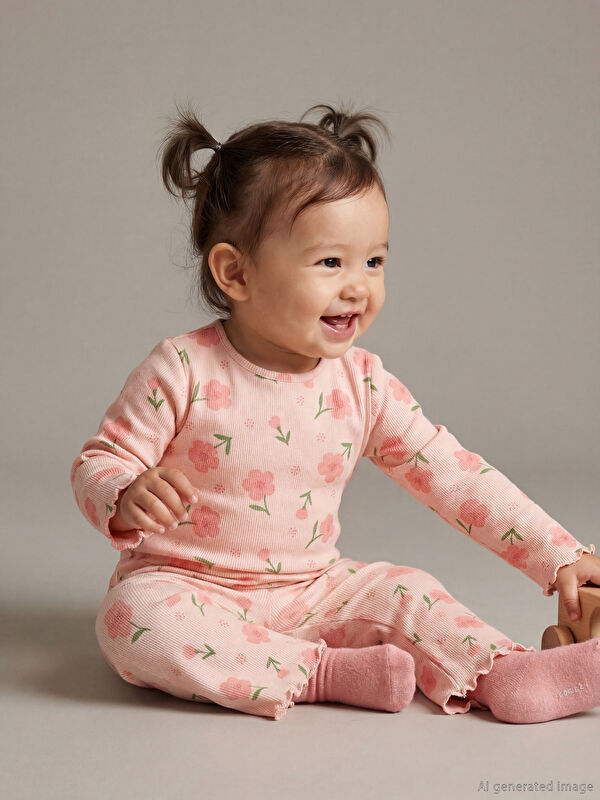 LCW baby Fırfır Detaylı Kız Bebek Bluz ve Tayt