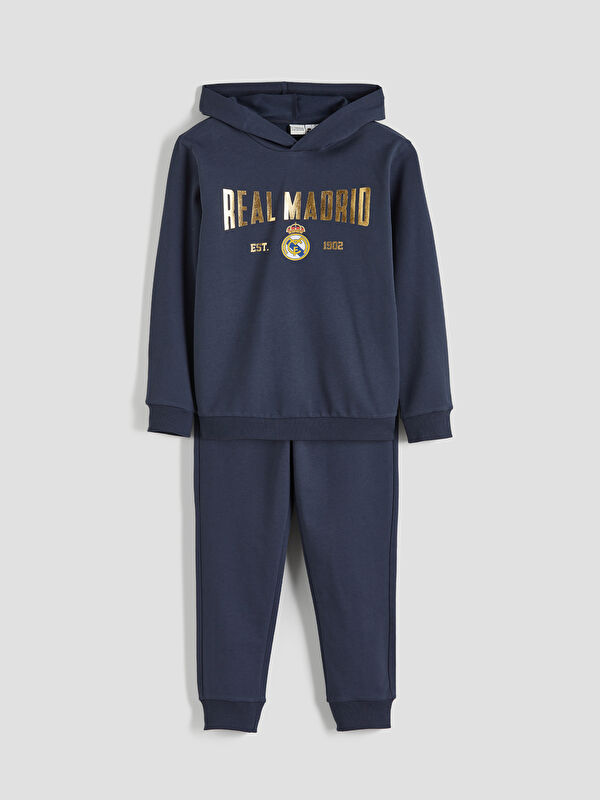 LCW Kids Hooded Real Madrid Printed Boys' Tracksuit Set