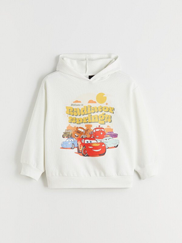 LCW Kids Kapüşonlu Arabalar Baskılı Kız Çocuk Sweatshirt