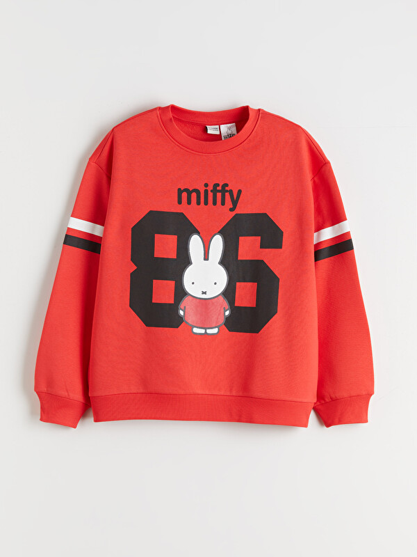 LCW Kids Bisiklet Yaka Miffy Baskılı Kız Çocuk Sweatshirt