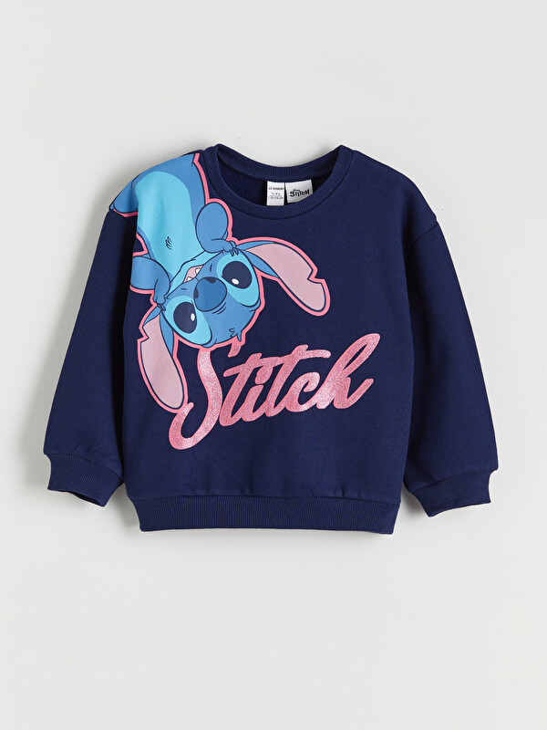 LCW Kids Lilo & Stitch Baskılı Kız Çocuk Sweatshirt