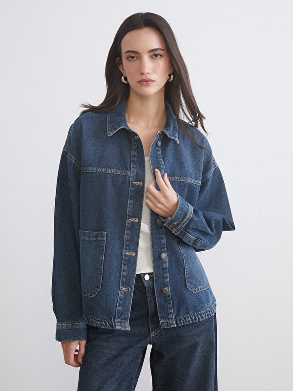 LCW Vision Oversize Kadın Jean Gömlek Ceket