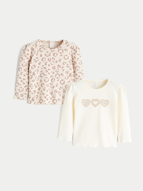 LCW baby Crew Neck Baby Girls' T-Shirt 2 Pack
