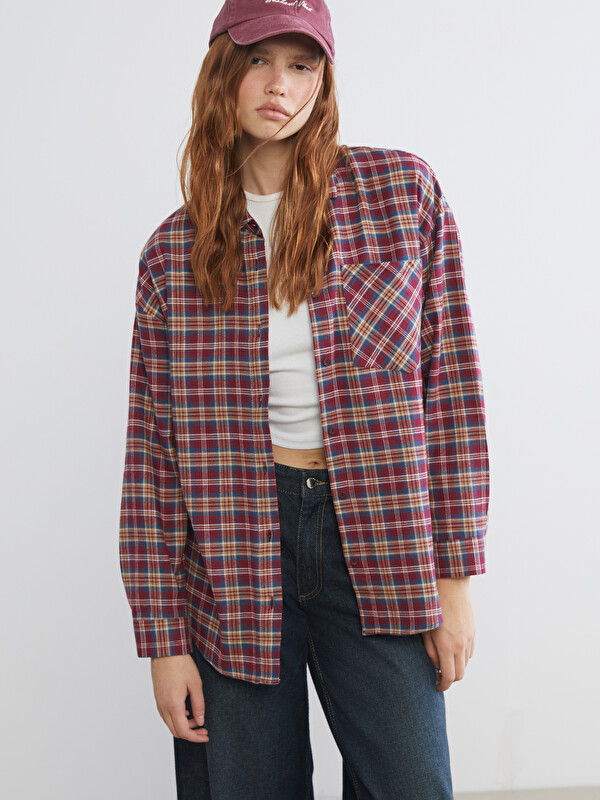 XSIDE Ekose Oversize Kadın Oduncu Gömlek