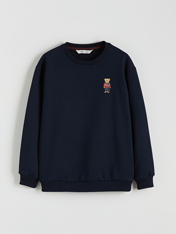 LCW Vision Bisiklet Yaka Ayı Teddy Baskılı Erkek Çocuk Kalın Sweatshirt